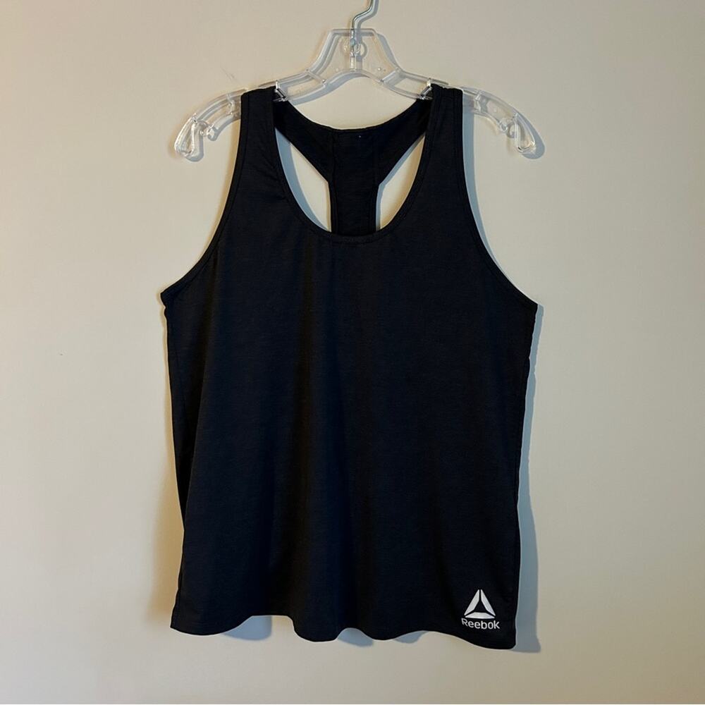 Reebok Black/Dark Gray Scoop Neck Racerback Sleeveless Workout Tank Size L/XL
